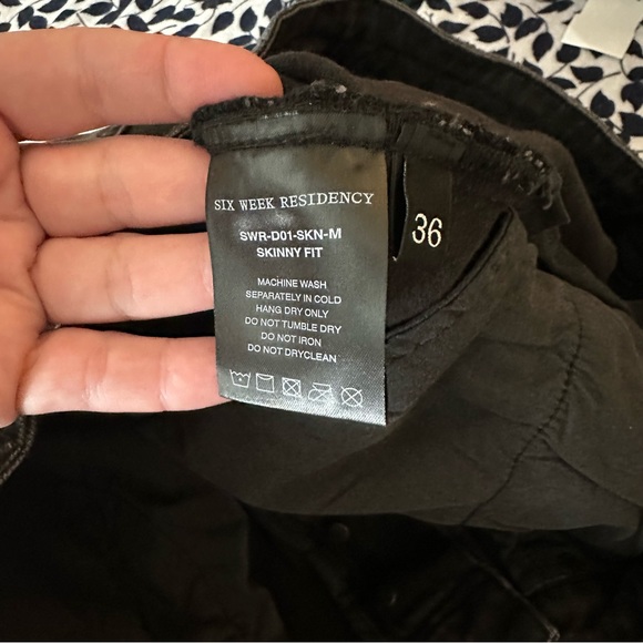 Six Week Residency Washed Black SWR-D01 Distressed ButtonFly Skinny Jeans NWT 36 - Picture 10 of 15